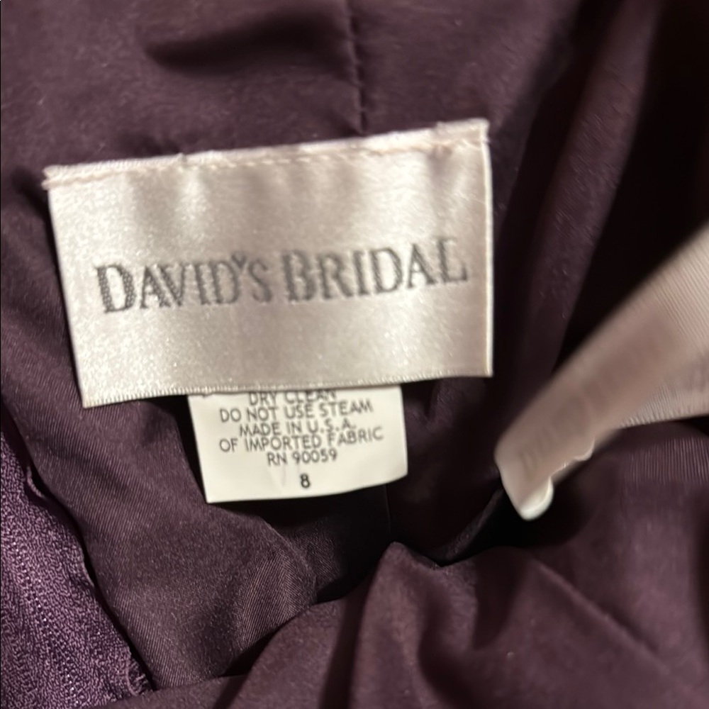David's Bridal Strapless Flat Taffeta Bubble Hem Short Dress in Plum WORN ONCE - Picture 3 of 8